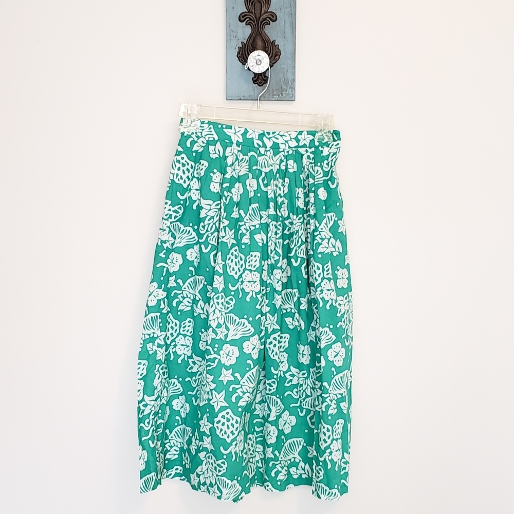 Vintage aqua blue green skirt 4 cotton